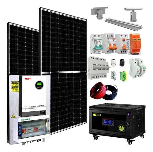 Kit Panel Solar Híbrido Con Batería Litio 23kw H11-5l