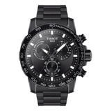 Reloj Tissot T125.617.33.051.00 T-sport Supersport  De  Color Negro, Analógico, Para Hombre, Fondo Negro, Con Correa De Acero Inoxidable Color Negro, Agujas Color Negro Y Blanco, Dial Blanco Y Negro,