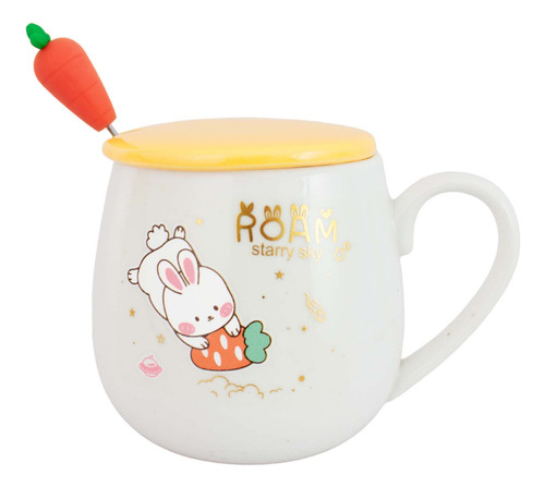 Taza De Ceramica Tapa Y Cuchara Figuras Kawaii Cute 12268 N* Color Zanahoria M2