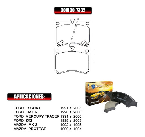 Pastilla De Freno Delanteras Mercury Ford Tracer 1995 7353 Foto 2