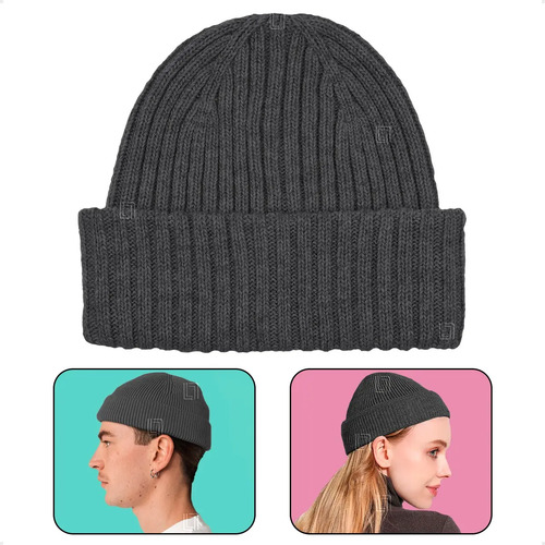 Gorro Touca De Lã Canelada Curta Rasa Unissex Várias Cores