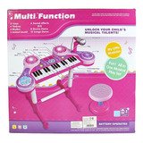 Organo Musical Toyland C/microfono Y Taburete Rosa/cel 60cm Color Rosa/celeste