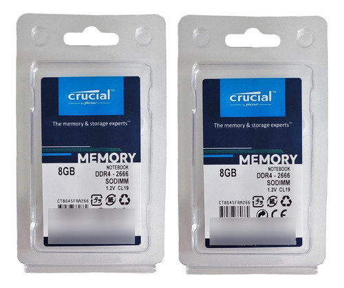 Memoria Ram Crucial 16gb Kit (2 X 8gb) Ddr4 2666mhz Sodimm