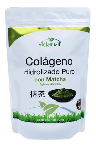 Colágeno Hidrolizado Puro Con Matcha 300g Vidanat / Original Sabor Matcha