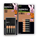 Cargador Duracell + 10 Pilas Aa Recargables De 2500mah 