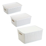 Kit 3 Caixa Organizador Branco Brinquedos Promoção