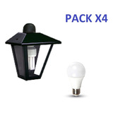 Pack X4 Farol Colonial 260mm + Lampara Led 9w Luz Calida