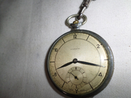 Antiguo Reloj De Bolsillo Condal Con Cadena Funcionando