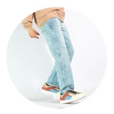 Jeans Mom Celeste Liso Hombre Excelente Calidad