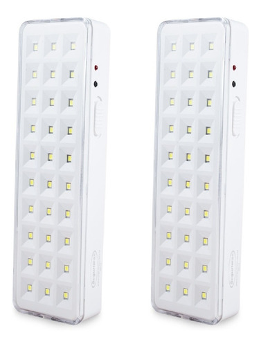 Kit2pcs-lâmpada Luminária  De Emergência 30 Leds Litio Slim