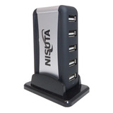 Hub Usb Nisuta 7 Puertos Con Fuente 5v Extensor Pc Notebook