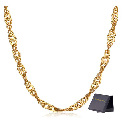 Cadena Collar Singapur Mini Torzal Oro 14k Kilates 2mm Italy Amarillo | Meses sin interés
