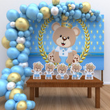 Kit Decoração De Festa Infantil Urso Príncipe Azul Claro M