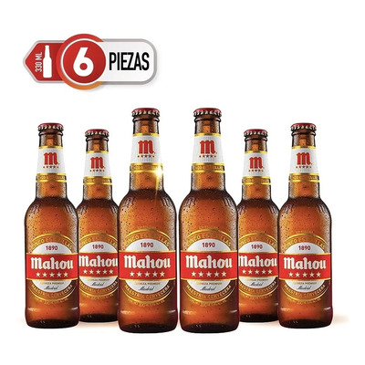 Six Pack Cerveza Mahou 5 Estrellas 330ml C/u