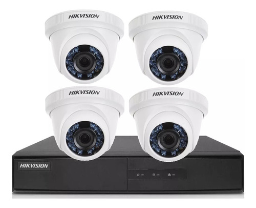 Camara Seguridad Kit Hikvision Dvr 4ch + 4 Domo 720p + Cable