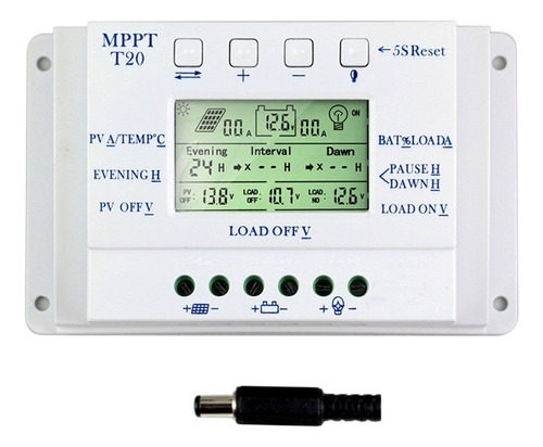 Controlador De Carga Solar Mppt Pwm T20 12v 24v Auto Mppt