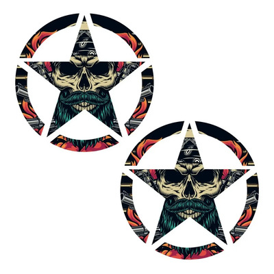 Sticker Estrellas Militares P/ Costados Star Skull Pack Ss03