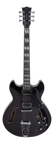 Guitarra Elétrica Michael Hb Michael Jazz Action Gm1159n Hollowbody 335 De  Bordo Metallic Black Com Diapasão De Pinheiro