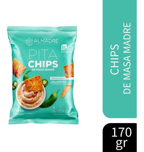 Snacks Pita Chips Almadre Jalapeño Masa Madre Horneados 170g