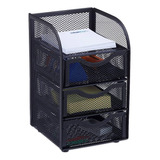 Organizador De Escritorio 3 Cajones Metalico + Base Superior