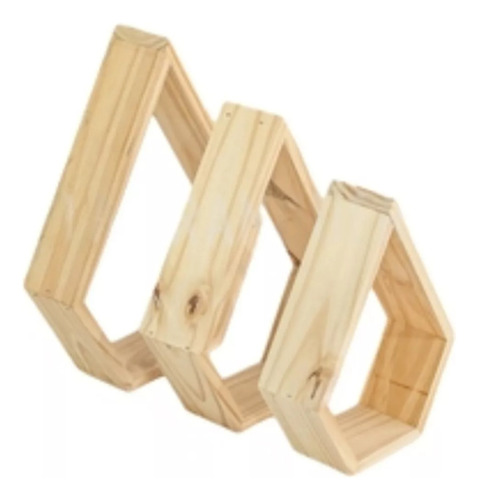 Repisa Estante Diamante Madera Pino X 3 - Pinoshow