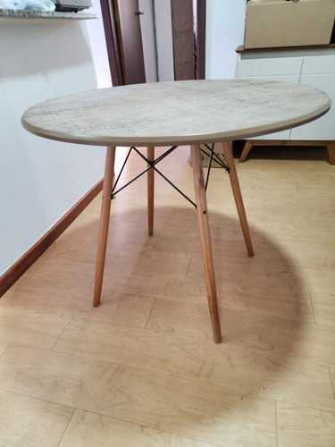 Mesa De Jantar Redonda Eiffel Wood Amêndoa 90 Cm