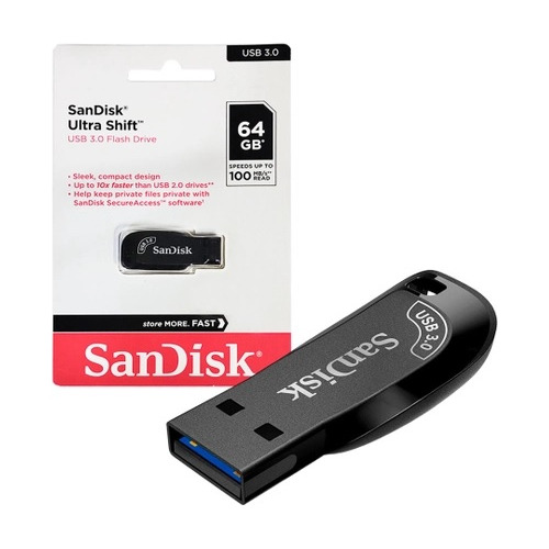 Pen Drive 64gb Sandisk Z410 Ultra Shift Usb 3.0 Preto