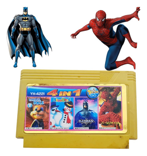 Jogo Super 4 Em 1 Nes 60 Pinos - Batman, Homem Aranha