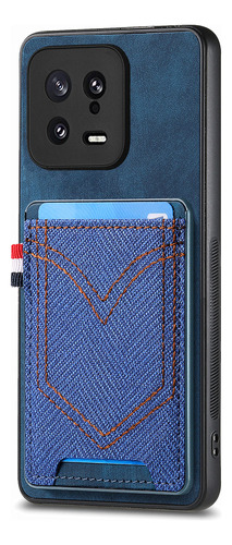 Capa Tipo Carteira Jeans Com Porta-cartões Vertical Para