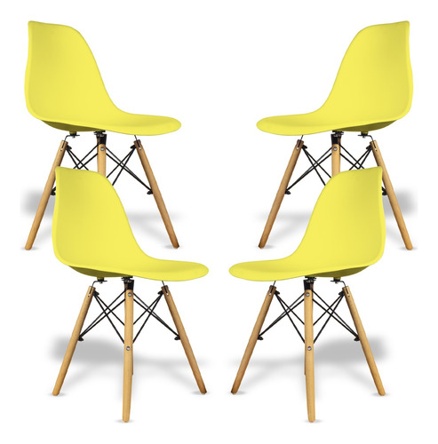 Set De 4 Sillas Eames Modernas Color Blanco Original Bellair