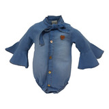 Body Longo Luxo Jeans Bebe Menina Enxoval Katita Kids 2443