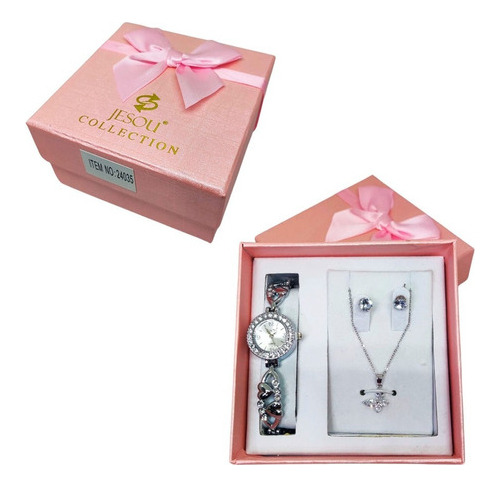 Joyero Reloj Aretes Cadena Regalo Belleza Fantasía Estuche 