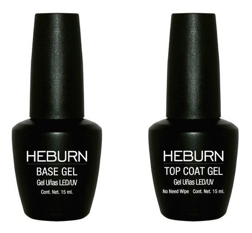 Base Y Top Coat Esmalte Semipermanente Led/uv Heburn Gel