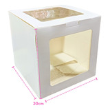 Caja Blanca Con Visor Autoarmable Para Torta 30x30cm