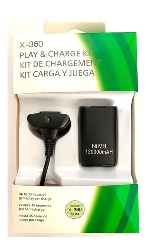 Kit Carregador E Bateria 120000 Mah Controle Xbox 360 + Nf 