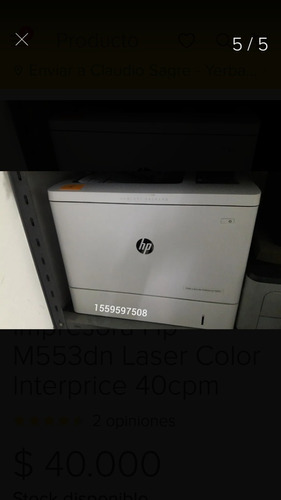 Impresora Laser Color Hpm553dn Inter 40cpm Usada Cgbnet