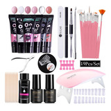 19pcs Poli Gel Uñas Con Lámpara Uv/led Kit1