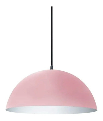 Lampara Colgante Semi Esfera 30 Cm Techo 1 Luz Bulbo E27 Color Rosa Pastel