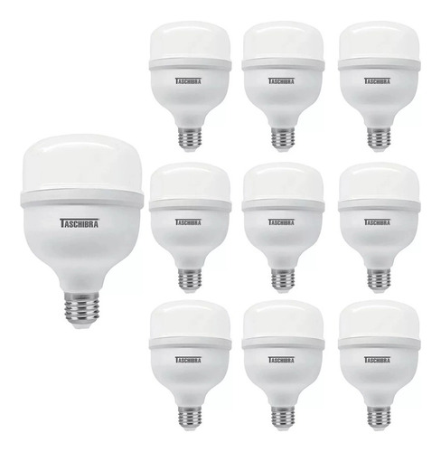 Kit 10 Lâmpadas Led Bulbo 50w E27 Branco Frio Taschibra