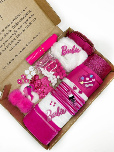 Kit Artesã Material Para Laços Da Barbie Fitas E Apliques 