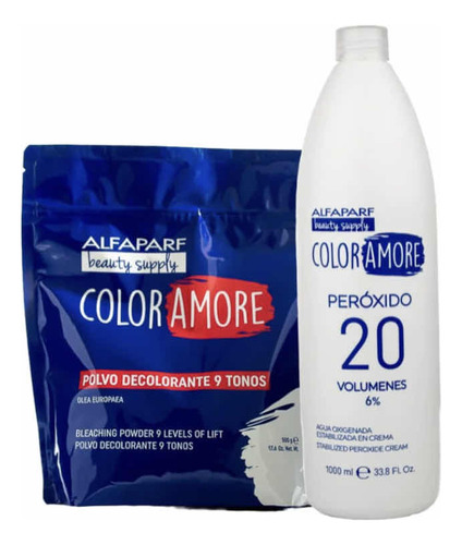 Decolorante En Polvo 9 Tonos Color Amore 500g + Peroxido 1lt