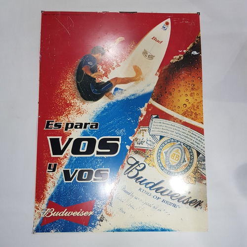 Antiguo Cartel Cerveza Budwiser 1990 Chapa Mag 61230