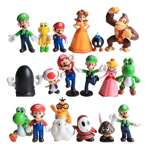 18pcs Super Mario Bros 1nd Generation Acción Figura Modelo