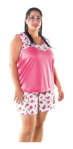 Pijama Bermuda Sem Manga  Plus Size Feminino