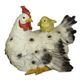Diseño Toscano Barnyard Madre Gallina Y Baby Chick Estatua