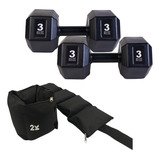  Kit Set Entrenamiento Par Mancuernas 3kg, Par Tobilleras2kg