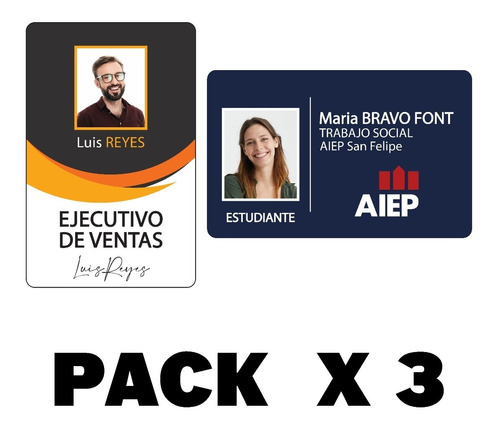 Credencial Pvc Personalizado A1 Trabajos Estudiantes Pack 3