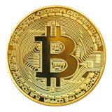 Moneda Bitcoin Chapada En Oro Blister De Colección Artesanal