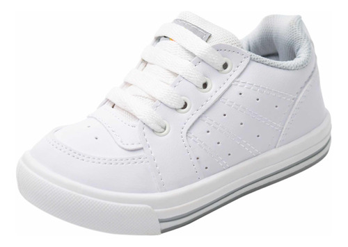 Zapatilla Colegial Cordon Pups Unisex Blanco Y Negro 27-38