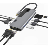 Hub Adaptador Usb-c A Vga Rj45 Hdmi Microsd Mac iPad Windows